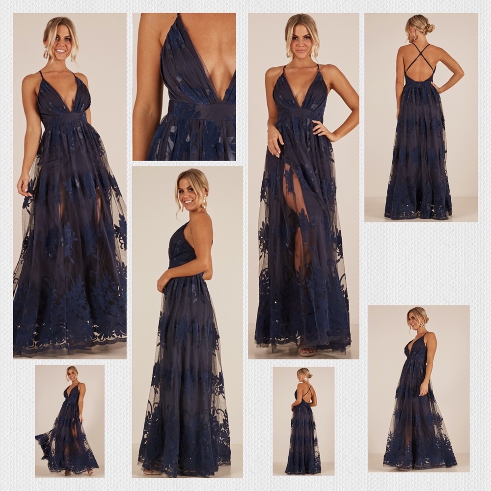 Glamorous Navy Blue Gown
